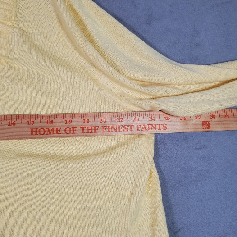 Susan Graver Cardigan Sweater Womens 1X Pastel Yellow Long Sleeve Button Minimal